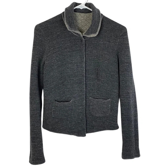 Transit Par Such Reversible Sweater Jacket Cardigan Womens Size Small Gray Beige - Picture 3 of 13